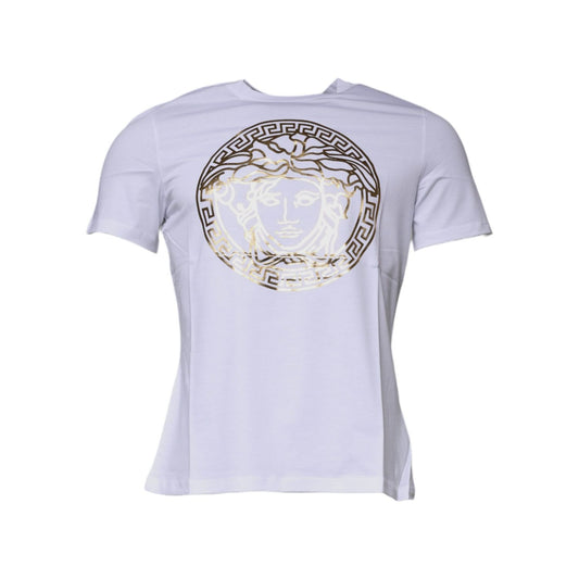 Versace White Medusa Print Cotton Crew Neck T-shirt