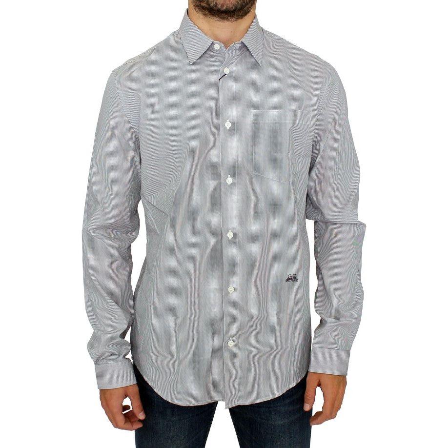 GF Ferre Chic Gray Striped Cotton Casual Shirt GF Ferre