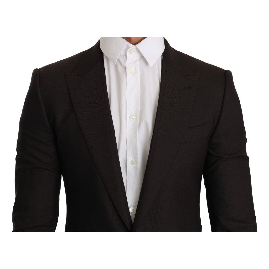 Dolce & Gabbana Sleek Slim Brown Virgin Wool Blazer Jacket Dolce & Gabbana