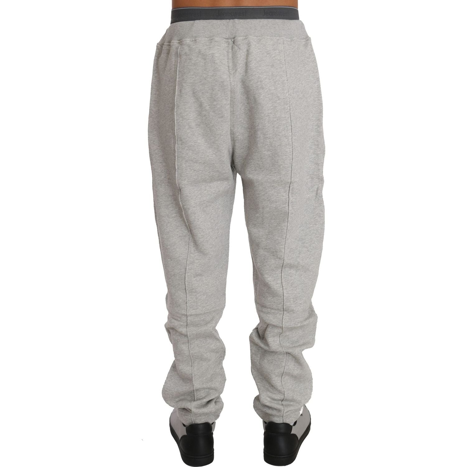 Billionaire Italian Couture Elegant Gray Cotton Sweatsuit Ensemble