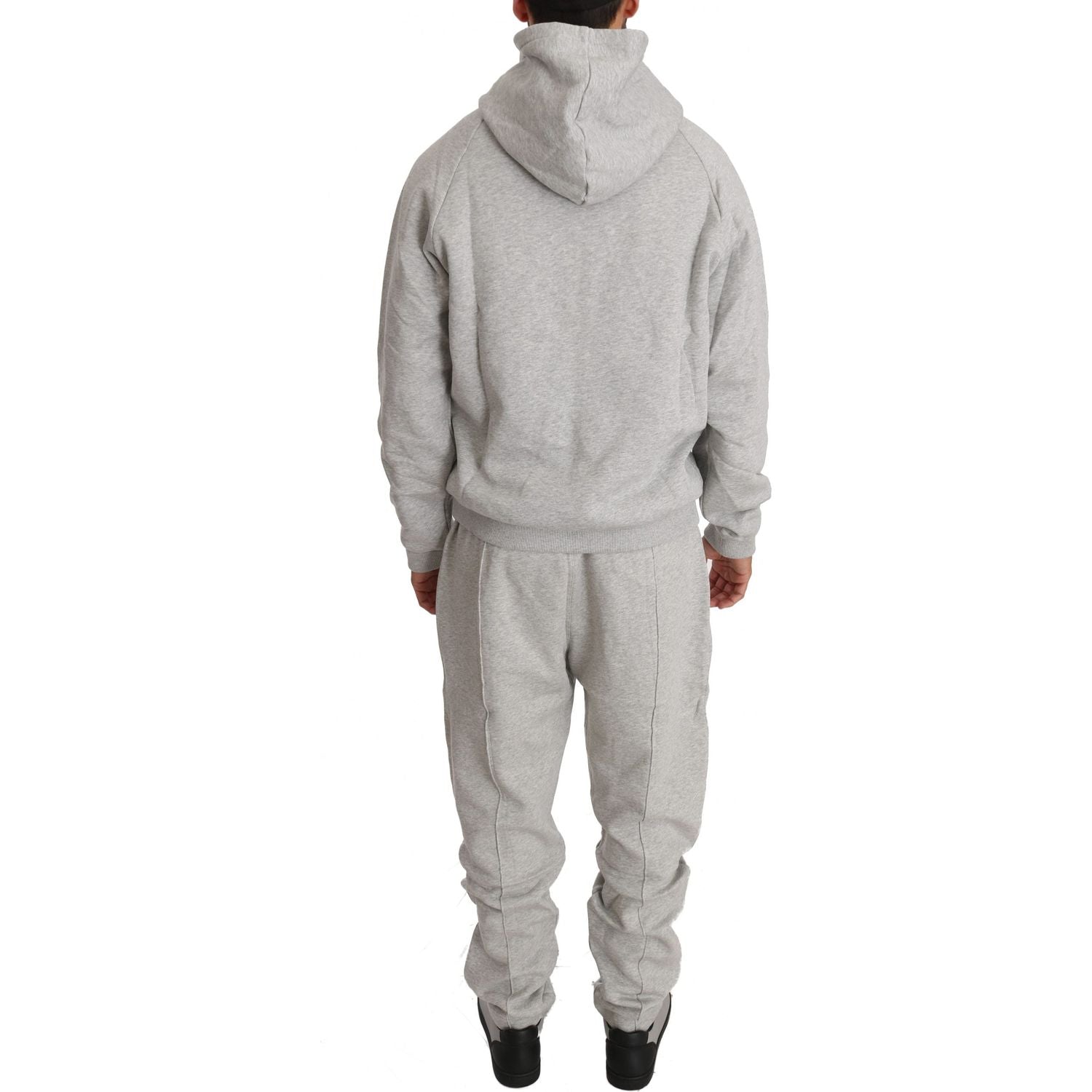 Billionaire Italian Couture Elegant Gray Cotton Sweatsuit Ensemble