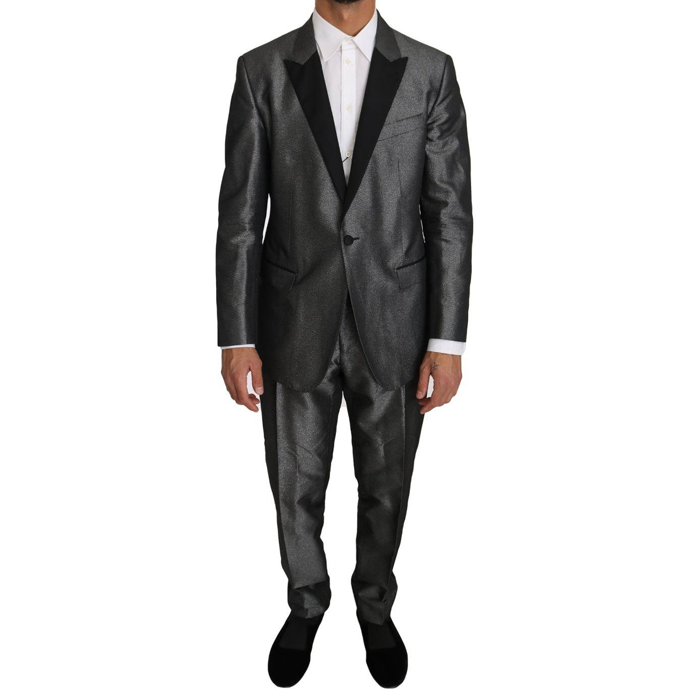 Dolce & Gabbana Elegant Gray Patterned Martini Suit Dolce & Gabbana