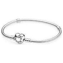 PANDORA MOMENTS COLLECTION Mod. HEART CLASP SNAKE CHAIN BRACELET - Size 18 DESIGNER FASHION JEWELLERY PANDORA