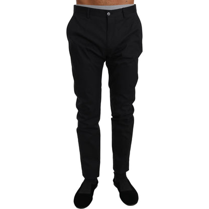 Dolce & Gabbana Black Cotton Stretch Formal Trousers Pants