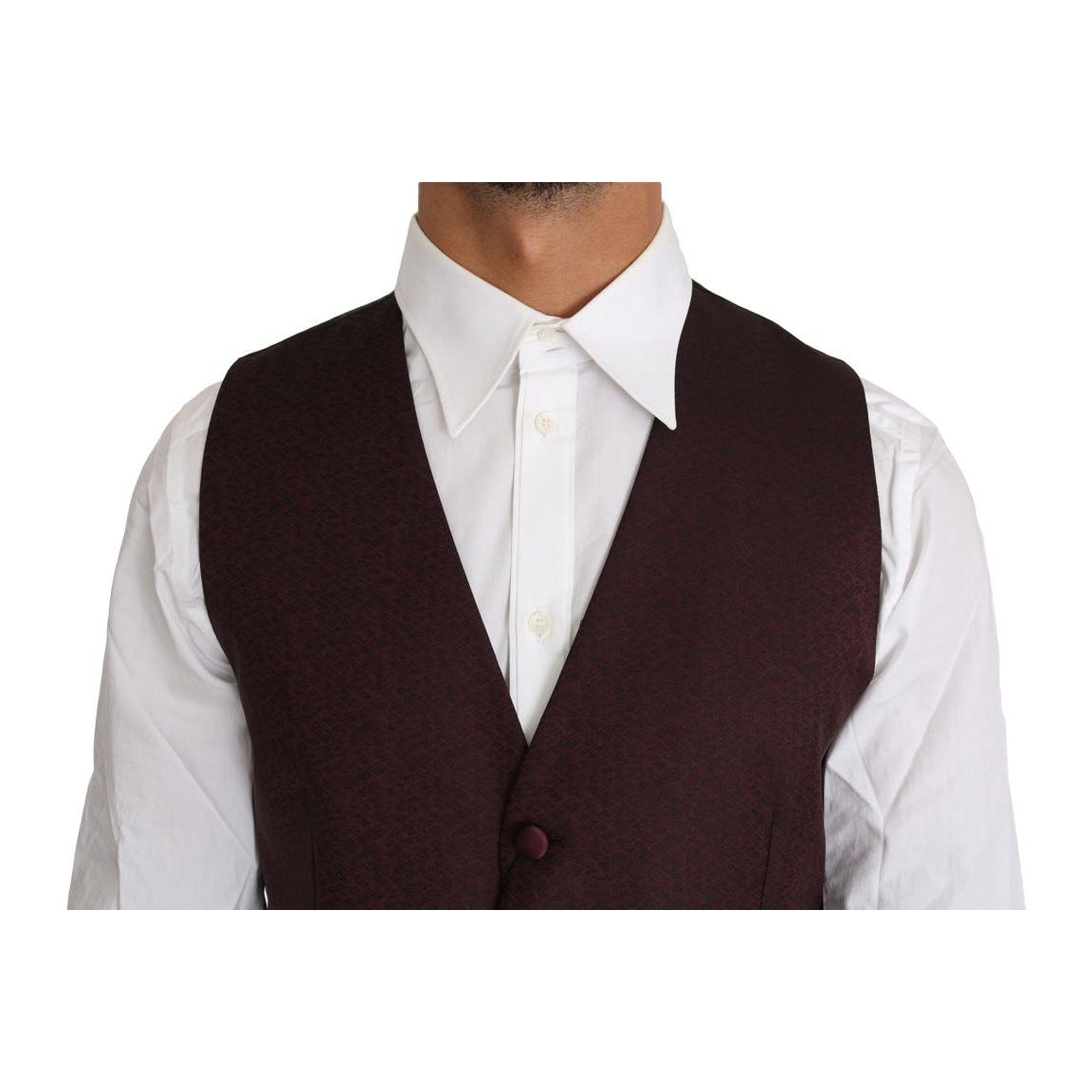 Dolce & Gabbana Elegant Purple Patterned Men's Formal Vest Dolce & Gabbana