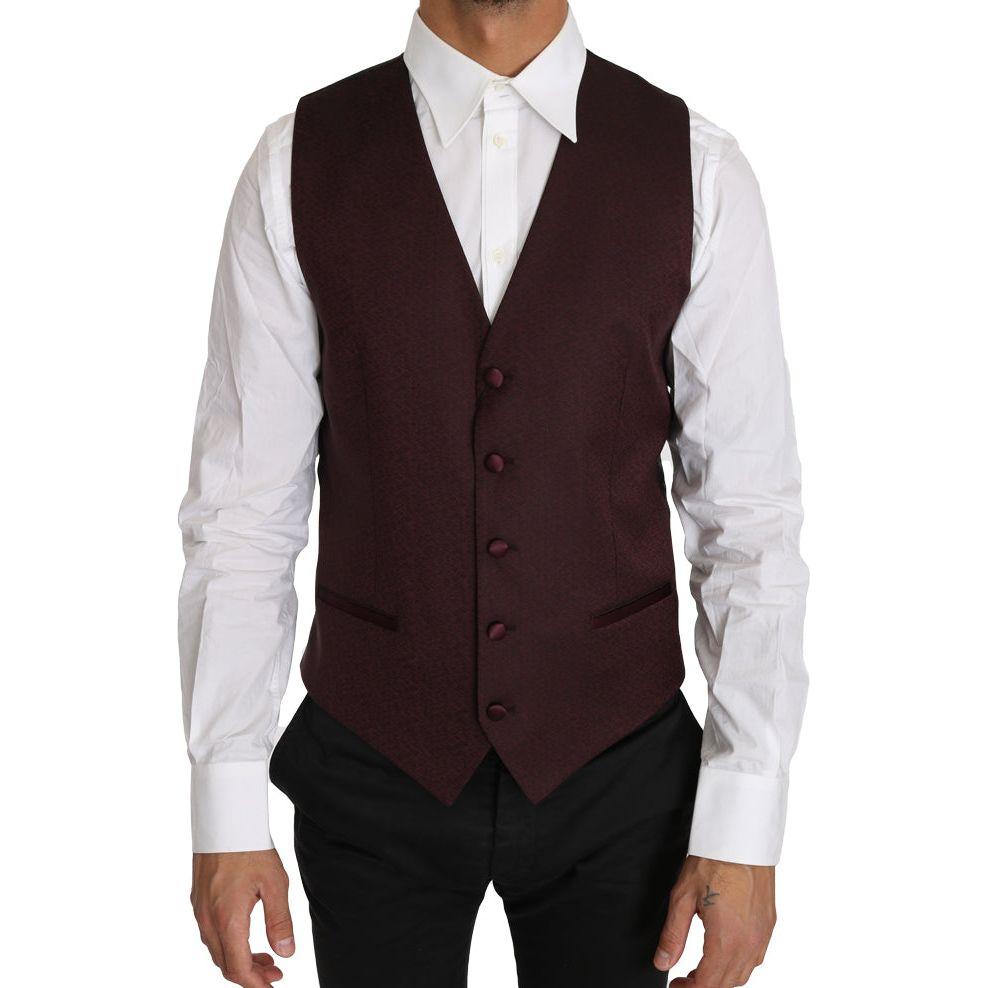 Dolce & Gabbana Purple Pattern Wool Silk Waistcoat Vest