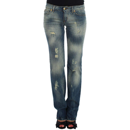 Cavalli Blue Cotton Low Waist Jeans