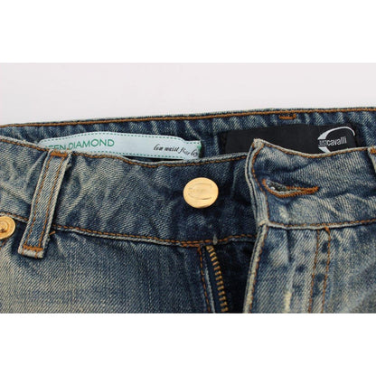 Cavalli Blue Cotton Low Waist Jeans