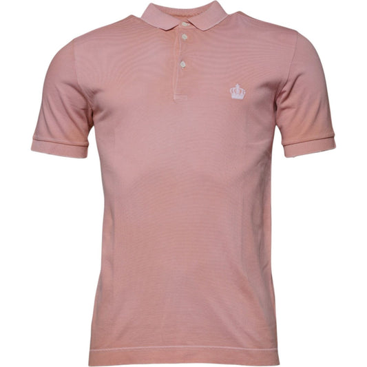 Dolce & Gabbana Pink Crown Collared Short Sleeve Polo T-shirt 1728,67345645728,Clothing,Dolce & Gabbana,IT48 | M,Material: 100% Cotton,Men,Men - Clothing,Pink,Polo Shirt - Men - Clothing,Preowned / Defect Dolce & Gabbana TSH87701-48