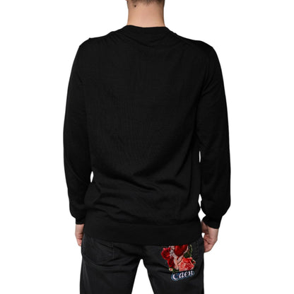 Dolce & Gabbana Black Cashmere V-neck Pullover Sweater