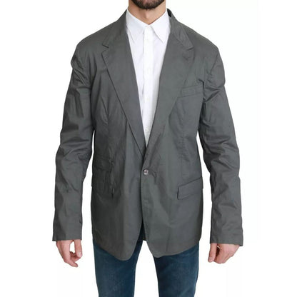 Dolce & Gabbana Gray Cotton Single Breasted Formal Blazer