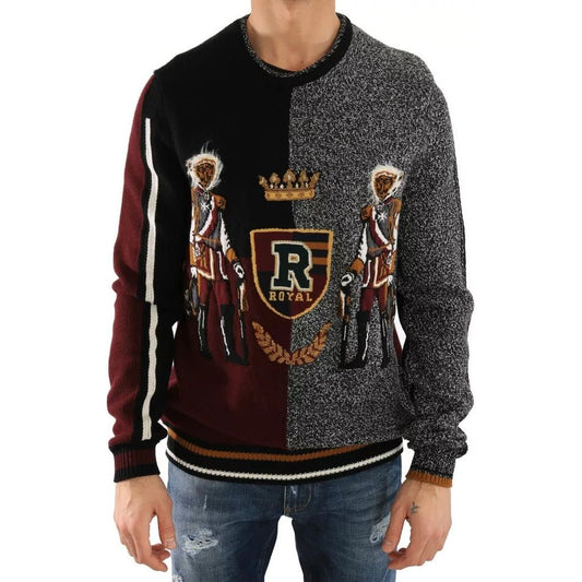 Dolce & Gabbana Multicolor KING Knight Monkey Knitted Cashmere Wool Sweater