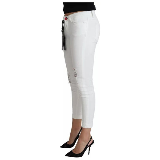 Dolce & Gabbana White Cotton Distressed Pretty Fit Denim Jeans 1728,67345645728,Clothing,Dolce & Gabbana,IT38 | XS,Jeans & Pants - Women - Clothing,Material: 98% Cotton 2% Spandex,Preowned / Defect,White,Women,Women - Clothing Dolce & Gabbana PAN71383-38
