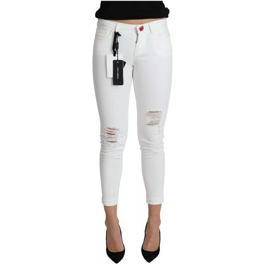 Dolce & Gabbana White Cotton Distressed Pretty Fit Denim Jeans 1728,67345645728,Clothing,Dolce & Gabbana,IT38 | XS,Jeans & Pants - Women - Clothing,Material: 98% Cotton 2% Spandex,Preowned / Defect,White,Women,Women - Clothing Dolce & Gabbana PAN71383-38