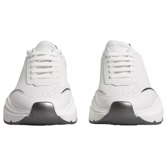 Dolce & Gabbana White Silver DAYMASTER Leather Sneakers Men Shoes 1728,67345645728,Dolce & Gabbana,EU42/US9,Material: 83% Calf Leather 10% PU 7% Polyester,Men,Men - Shoes,Preowned / Defect,Shoes,Sneakers - Men - Shoes,White Dolce & Gabbana MV1433-42