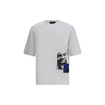 Dsquared² white T-shirt with bold front print and ribbed crew neck, featuring the iconic brand monogram for a modern, luxe look.