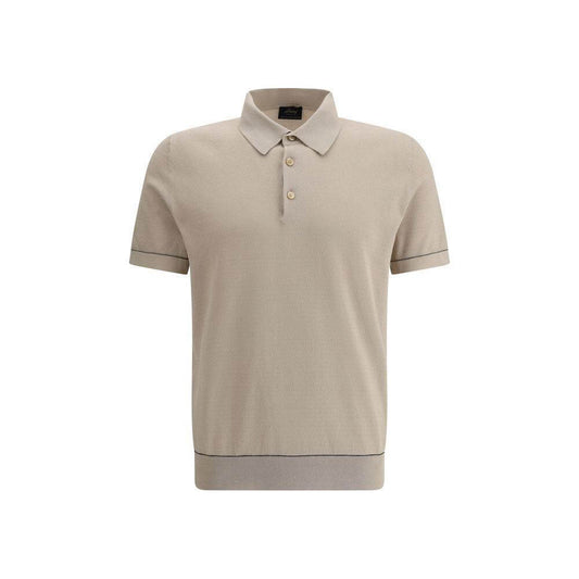Brioni polo shirt with ribbed collar, three-button front, and contrast stitching, ideal for casual-chic or formal occasions.