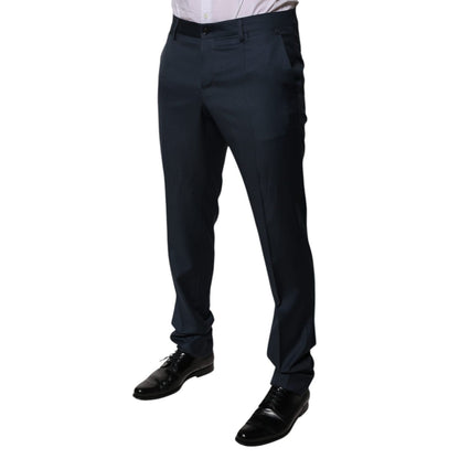 Dolce & Gabbana Blue Wool Tapered Formal Dress Pants