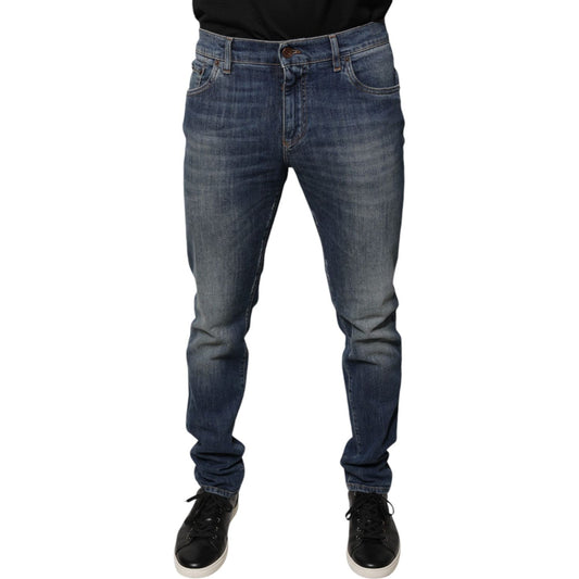 Dolce & Gabbana Blue DG Crown Logo Cotton Skinny Denim Jeans 1728,67345645728,Blue,Clothing,Dolce & Gabbana,IT54 | XL,Jeans & Pants - Men - Clothing,Material: Cotton,Men,Men - Clothing,Preowned / Defect Dolce & Gabbana PAN75819-54