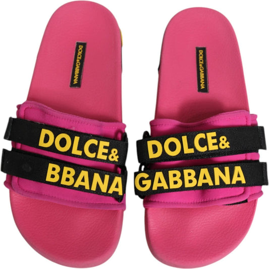 Dolce & Gabbana Fuchsia Neoprene Slides Flats Beachwear Shoes