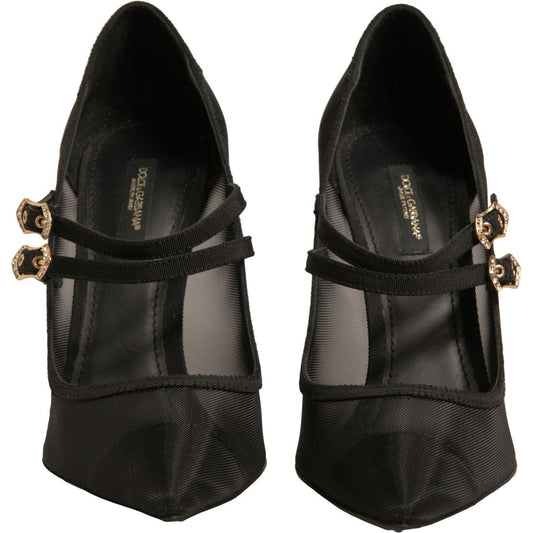 Dolce & Gabbana Black Mesh Mary Jane High Heels Pumps Shoes