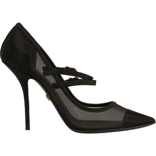 Dolce & Gabbana Black Mesh Mary Jane High Heels Pumps Shoes