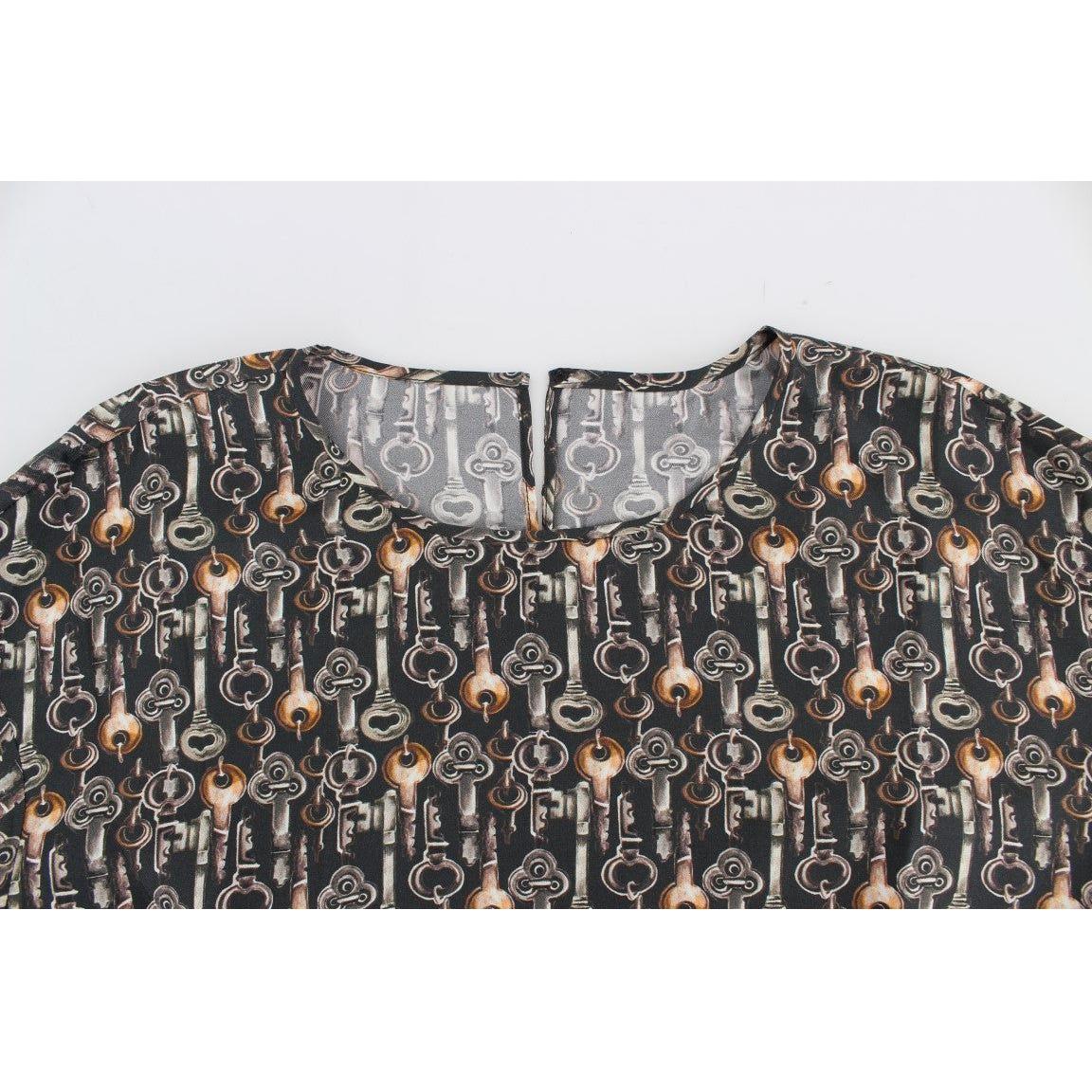 Dolce & Gabbana Enchanted Sicily Silk Blouse with Medieval Keys Print Dolce & Gabbana