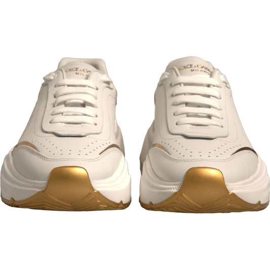Dolce & Gabbana White Gold Daymaster Low Top Sneakers Shoes