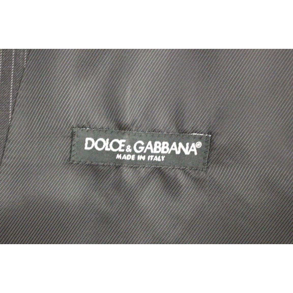 Dolce & Gabbana Elegant Gray Striped Dress Vest Dolce & Gabbana