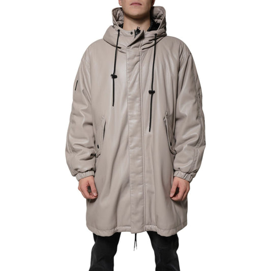 MSGM Beige Full Zip Hooded Long Sleeves Casual Coat Jacket 1728,67345645728,Beige,Clothing,IT48 | M,Jackets - Men - Clothing,Men,Men - Clothing,MSGM,Preowned / Defect MSGM JKT41206-48