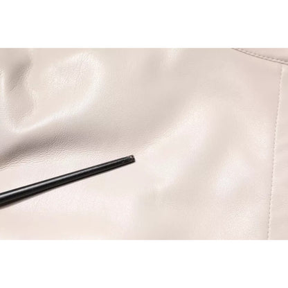 MSGM Beige Full Zip Hooded Long Sleeves Casual Coat Jacket