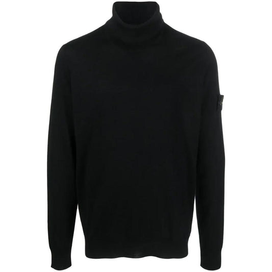 Stone Island Black Wool Men Sweater