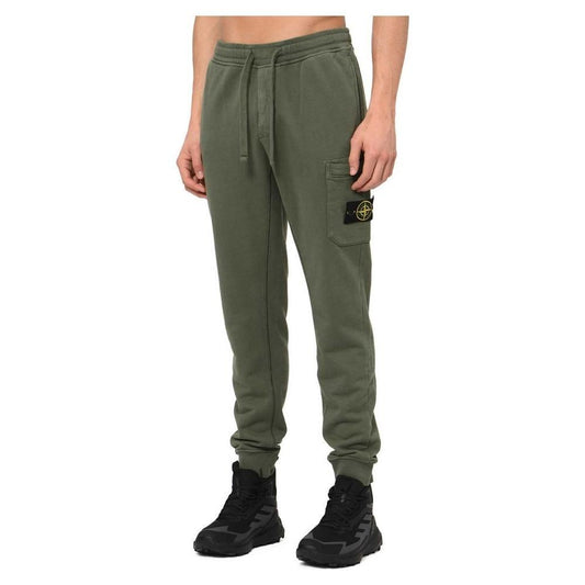 Stone Island men's beige cotton tracksuit trousers showcasing a modern fit, perfect for versatile styling and luxury comfort.