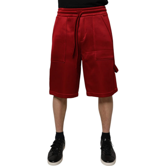 Dolce & Gabbana Maroon Viscose Nylon Mid Waist Bermuda Shorts
