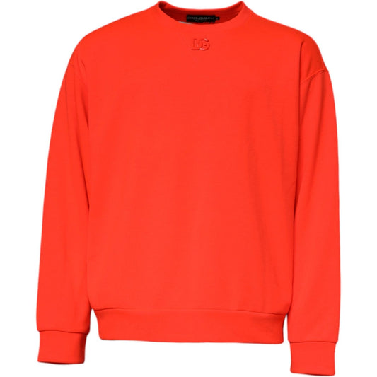 Dolce & Gabbana Red Logo Polyester Crew Neck Sweatshirt Sweater