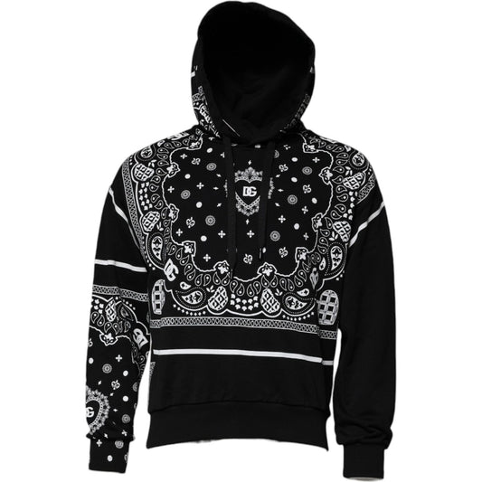 Dolce & Gabbana Black Bandana Hooded Men Sweatshirt Sweater