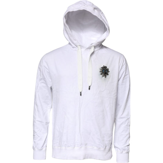 Dolce & Gabbana White Cotton Hooded Sweatshirt Sweater