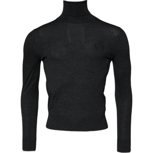 Dolce & Gabbana Black Wool Turtleneck Pullover Sweater