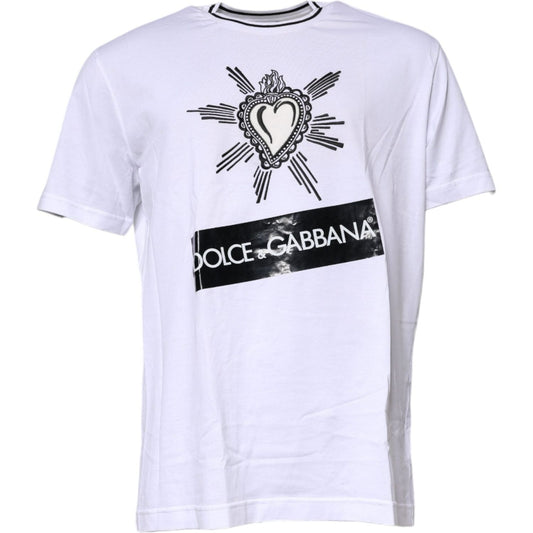Dolce & Gabbana White Sacred Heart Short Sleeve T-shirt