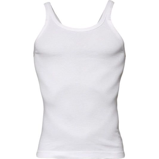 Dolce & Gabbana Ivory Cotton Sleeveless Round Neck Tank T-shirt