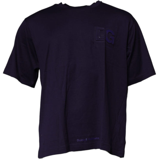 Dolce & Gabbana Navy Blue DG Logo Cotton Crew Neck T-shirt