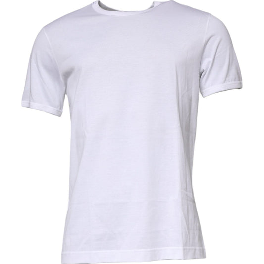 Dolce & Gabbana White Cotton Crew Neck Short Sleeves T-shirt
