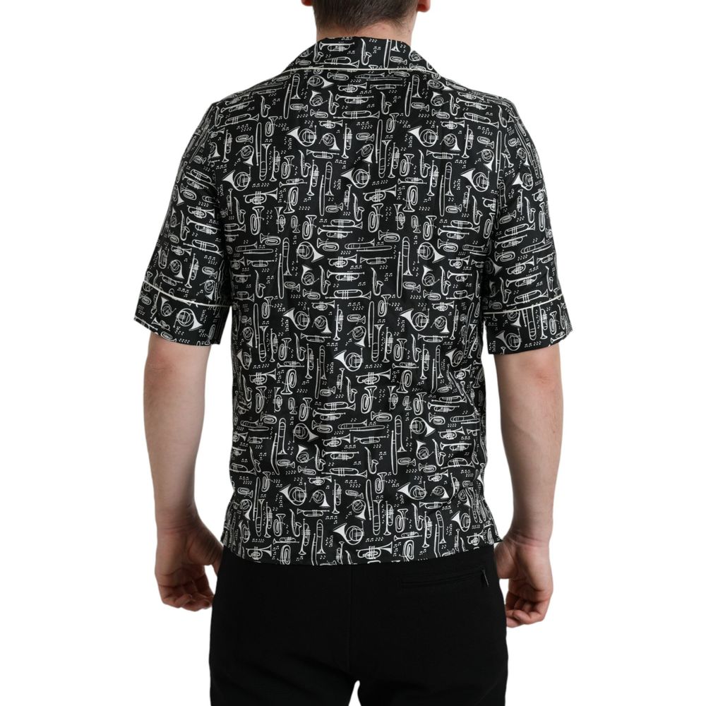 Dolce & Gabbana Black Silk Pattern Shirt