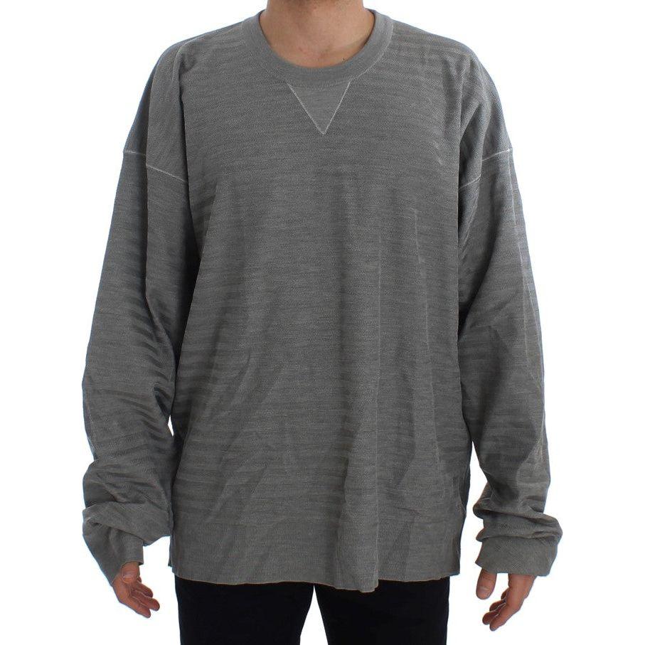 Dolce & Gabbana Elegant Gray Silk Crewneck Pullover Sweater