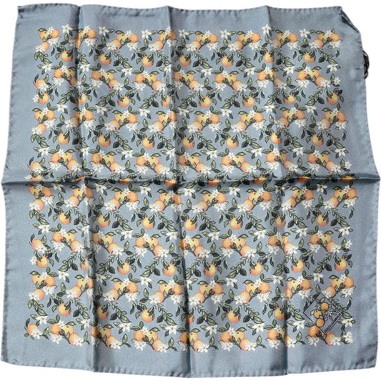 Dolce & Gabbana Gray Oranges Silk Square Handkerchief Scarf
