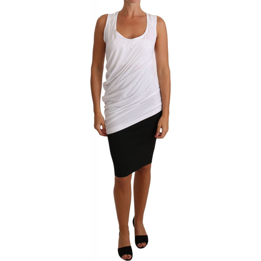 Cavalli Elegant White Tie Back Tank Top Tee Cavalli