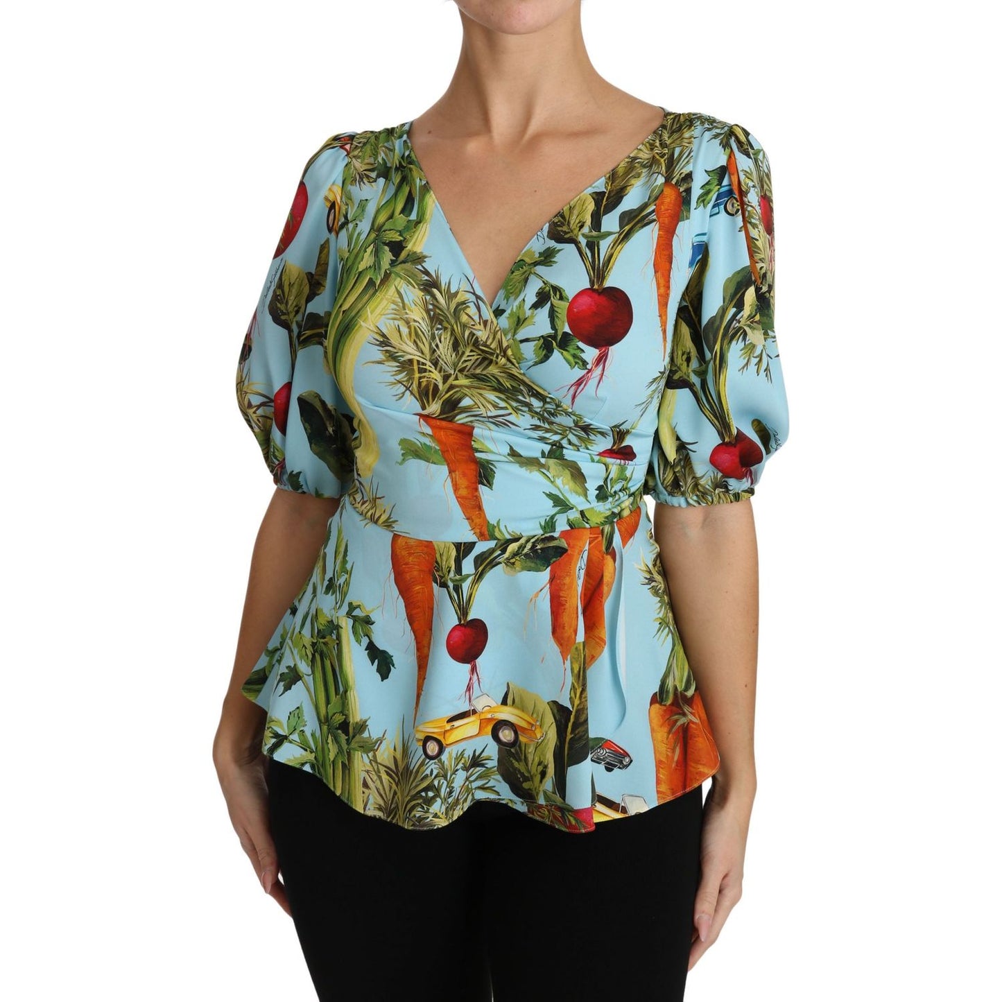 Dolce & Gabbana Vegetable Print Silk Top Extravaganza Dolce & Gabbana