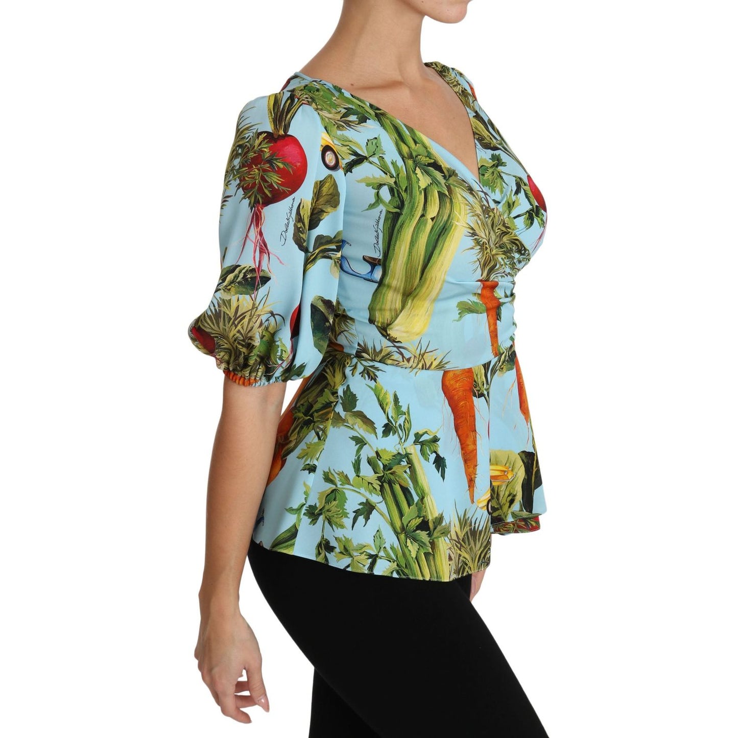 Dolce & Gabbana Vegetable Print Silk Top Extravaganza Dolce & Gabbana