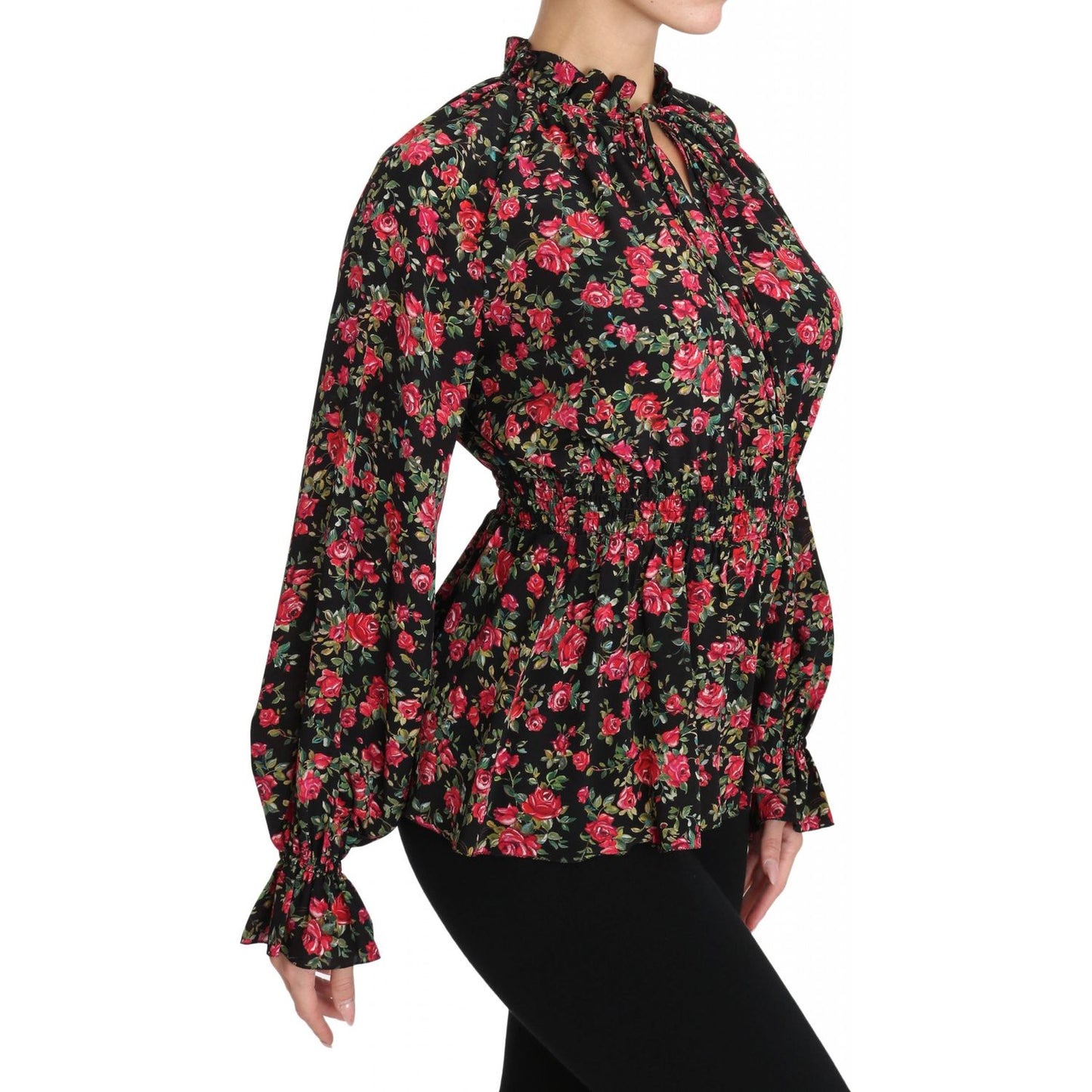 Dolce & Gabbana Elegant Black Floral Silk Shirt Dolce & Gabbana