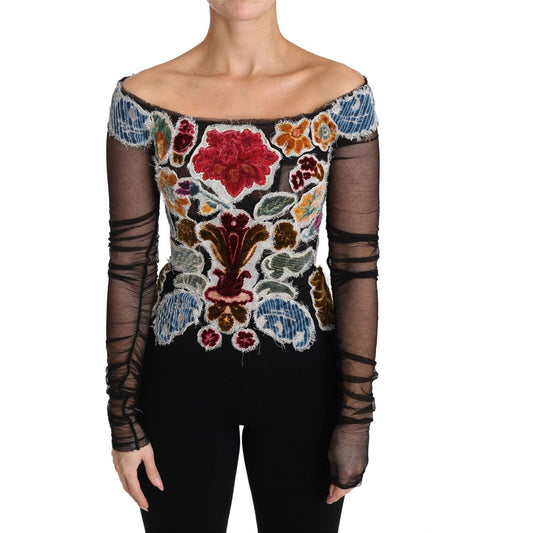 Dolce & Gabbana Elegant Floral Applique Long Sleeve Top Dolce & Gabbana